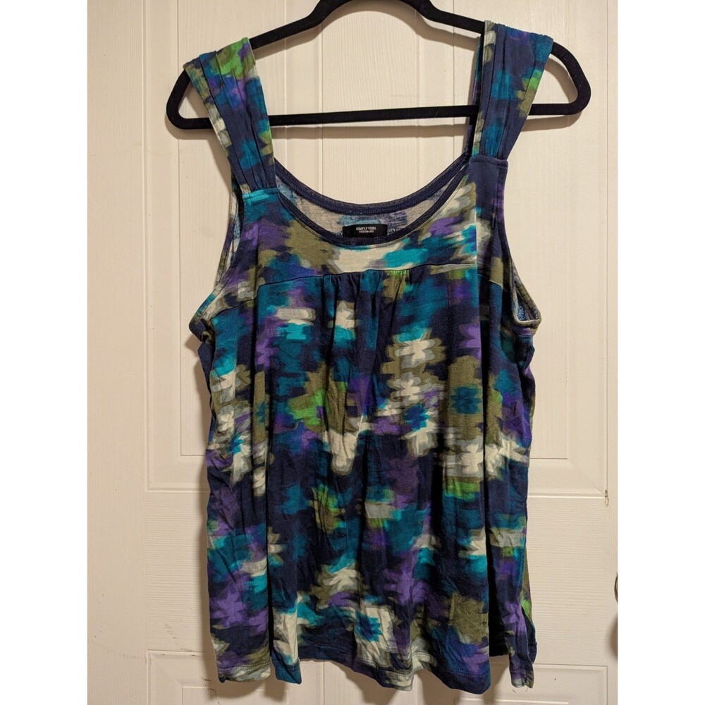 Simply Vera Vera Wang Women's XL Abstract Multicolor Scoop Neck Knit Tank Top